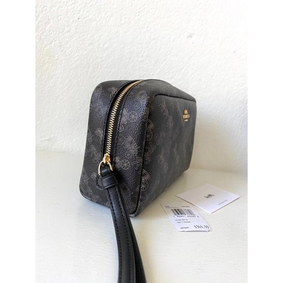 Coach Boxy Cosmetic Case Black Logo - Picture 3 of 7